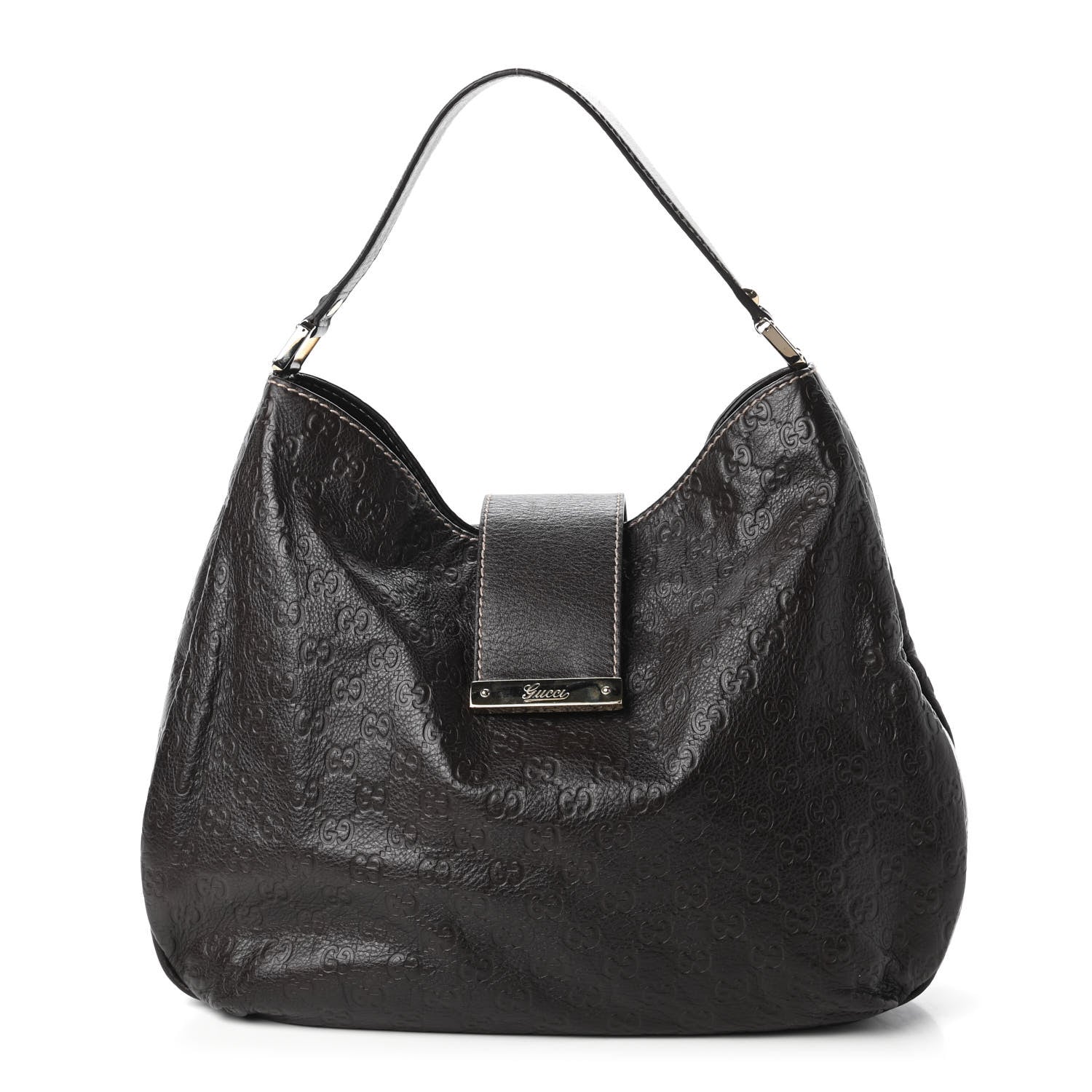 Gucci Guccissima Large New Ladies Web Hobo Dark Brown 1 of 10