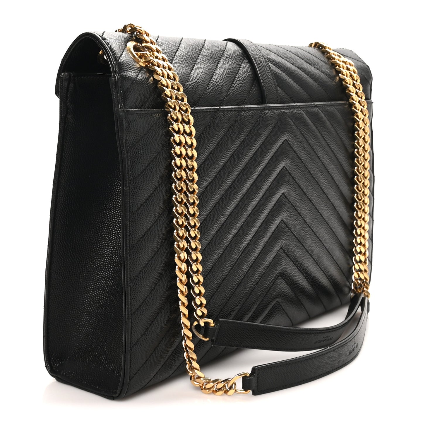 Grain De Poudre Matelasse Chevron Large Monogram Satchel Black