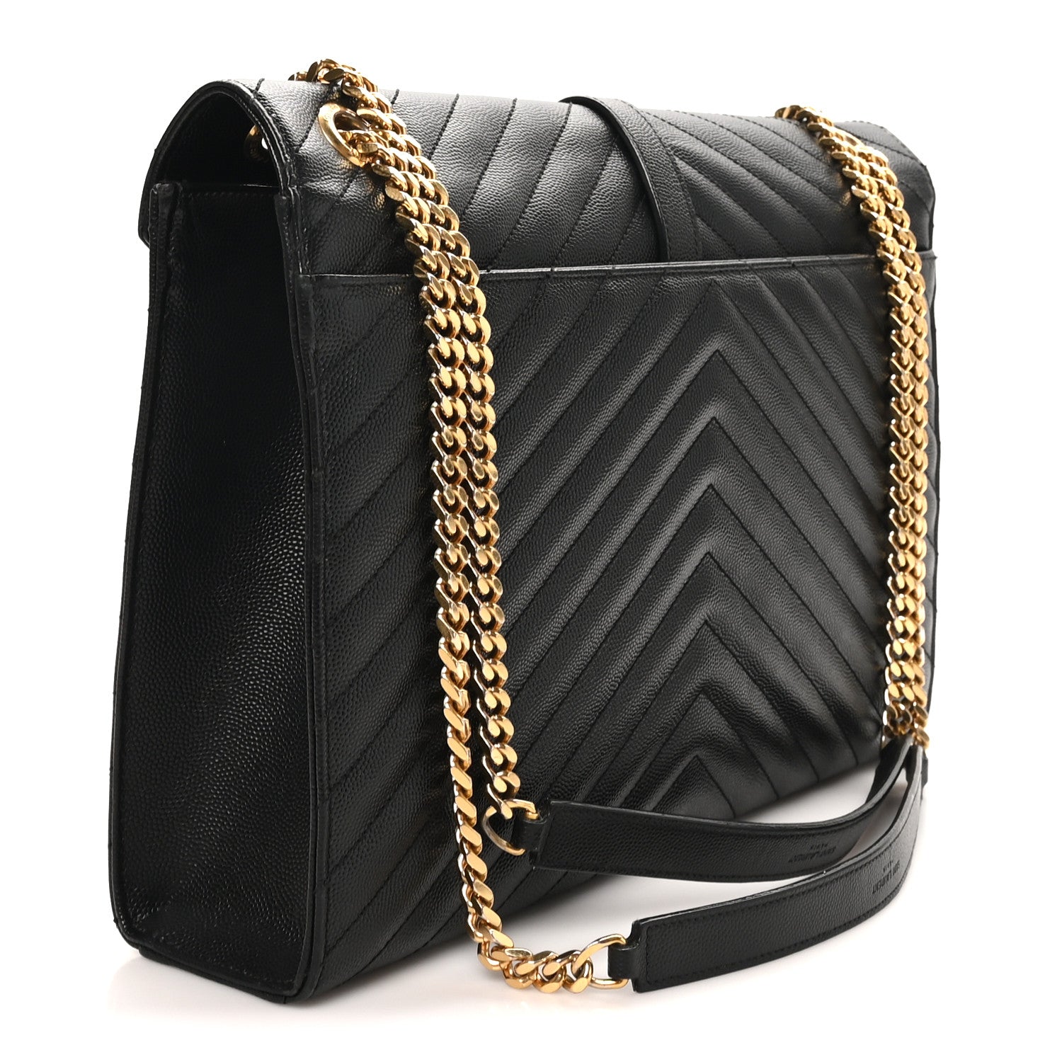 Saint Laurent Grain De Poudre Matelasse Chevron Large Monogram Satchel Black 3 of 10