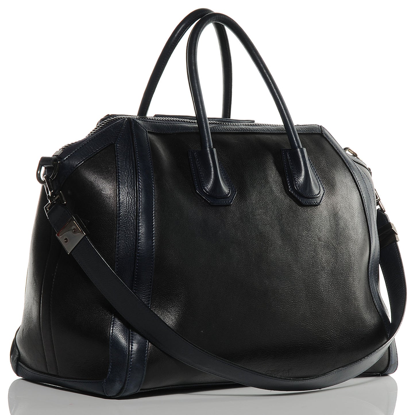 Calfskin Large Bi-Color Antigona Black Navy