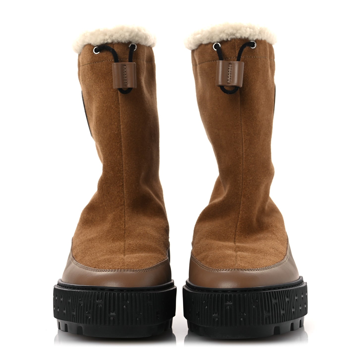 Suede Shearling Calfskin Womens Journey Ankle Boots 36 Brun Fumé 36 Ecru