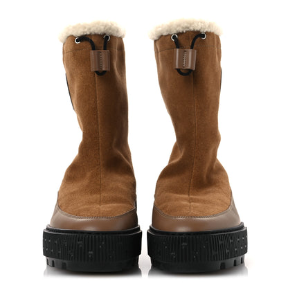 Hermes Suede Shearling Calfskin Womens Journey Ankle Boots 36 Brun Fumé 36 Ecru 3 of 10