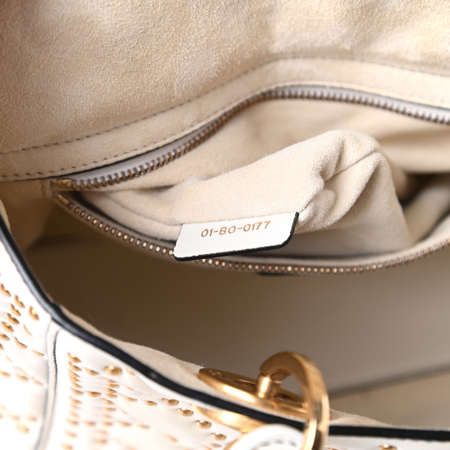 Calfskin Cannage Studded Medium Supple Lady Dior White
