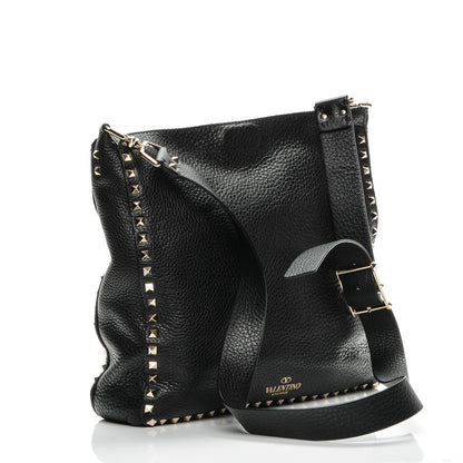 Valentino Garavani Pebbled Calfskin Large Rockstud Flip-Lock Messenger Bag Black 3 of 7