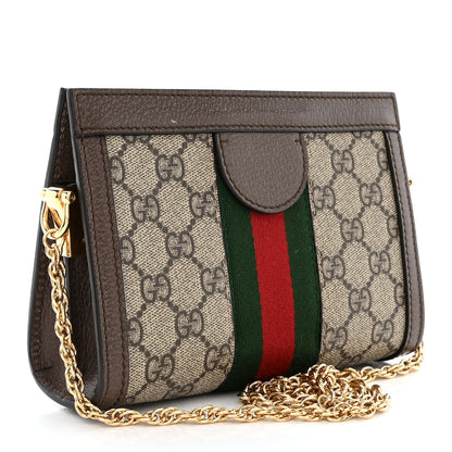 Gucci GG Supreme Monogram Textured Dollar Calfskin Web Mini Ophidia Chain Shoulder Bag Beige Ebony New Acero 3 of 12