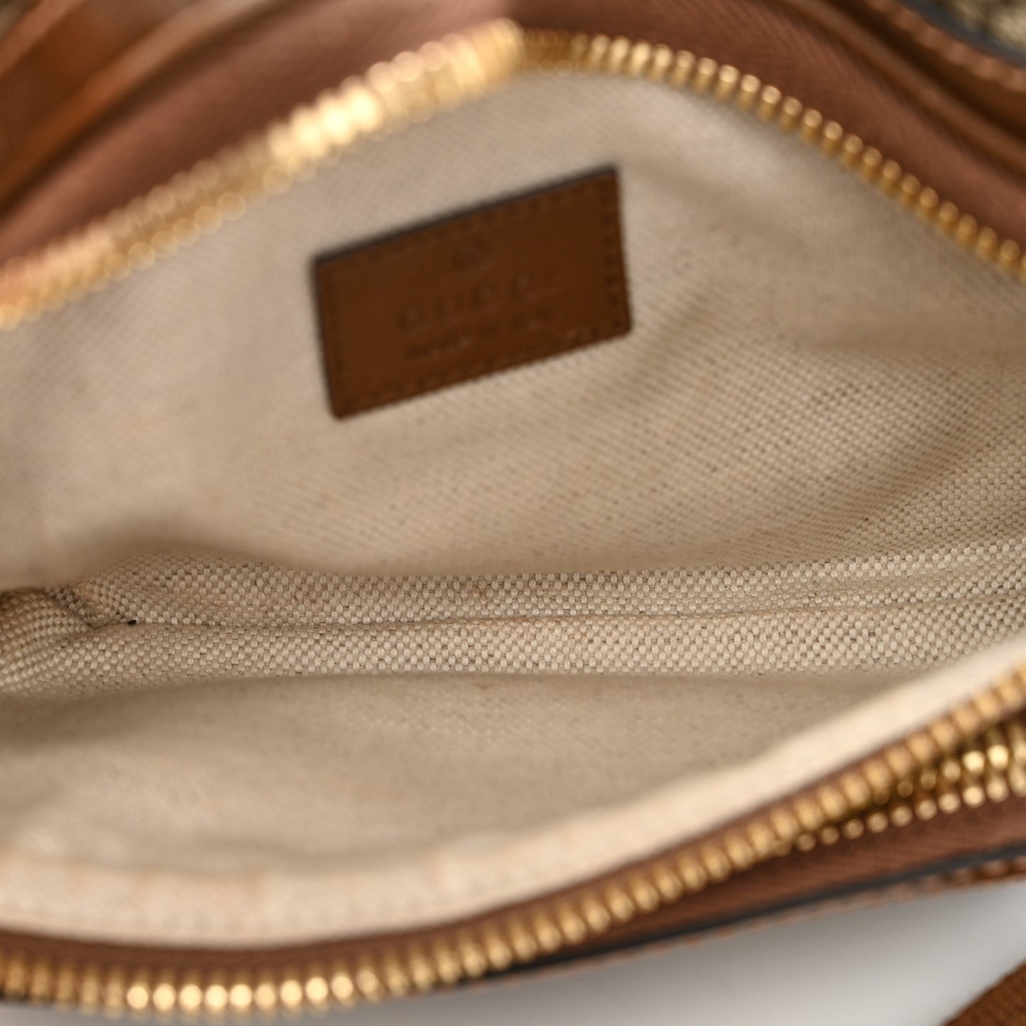 GG Supreme Monogram Textured Calfskin Retro Interlocking G Belt Bag Beige Ebony Brown Sugar
