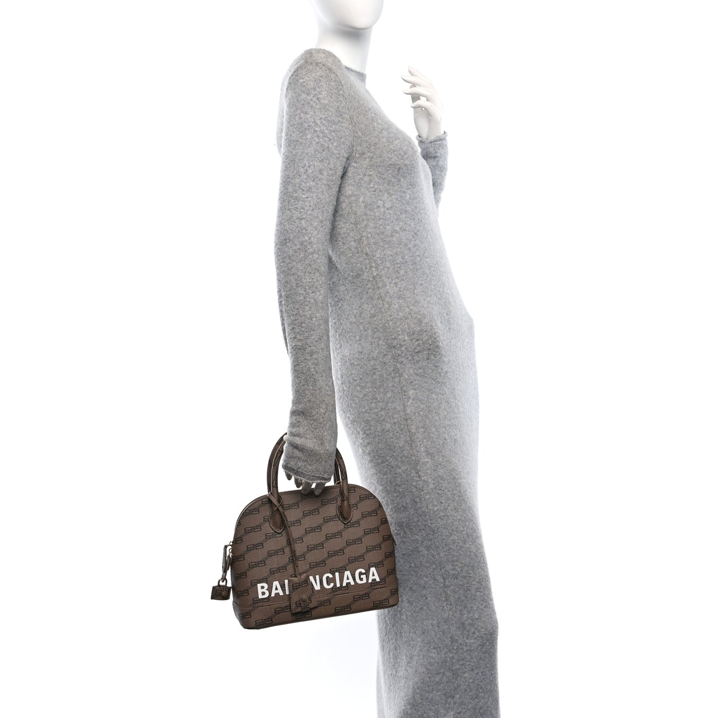 Coated Canvas BB Monogram S Ville Top Handle Bag Beige Brown