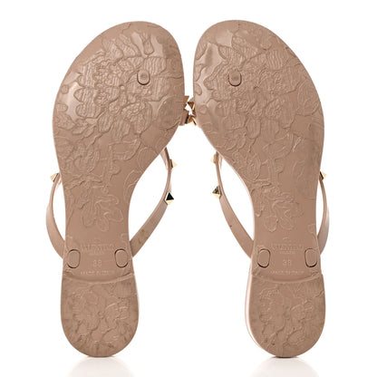 Valentino Garavani PVC Jelly Rockstud Bow Thong Sandals 38 Poudre 5 of 9