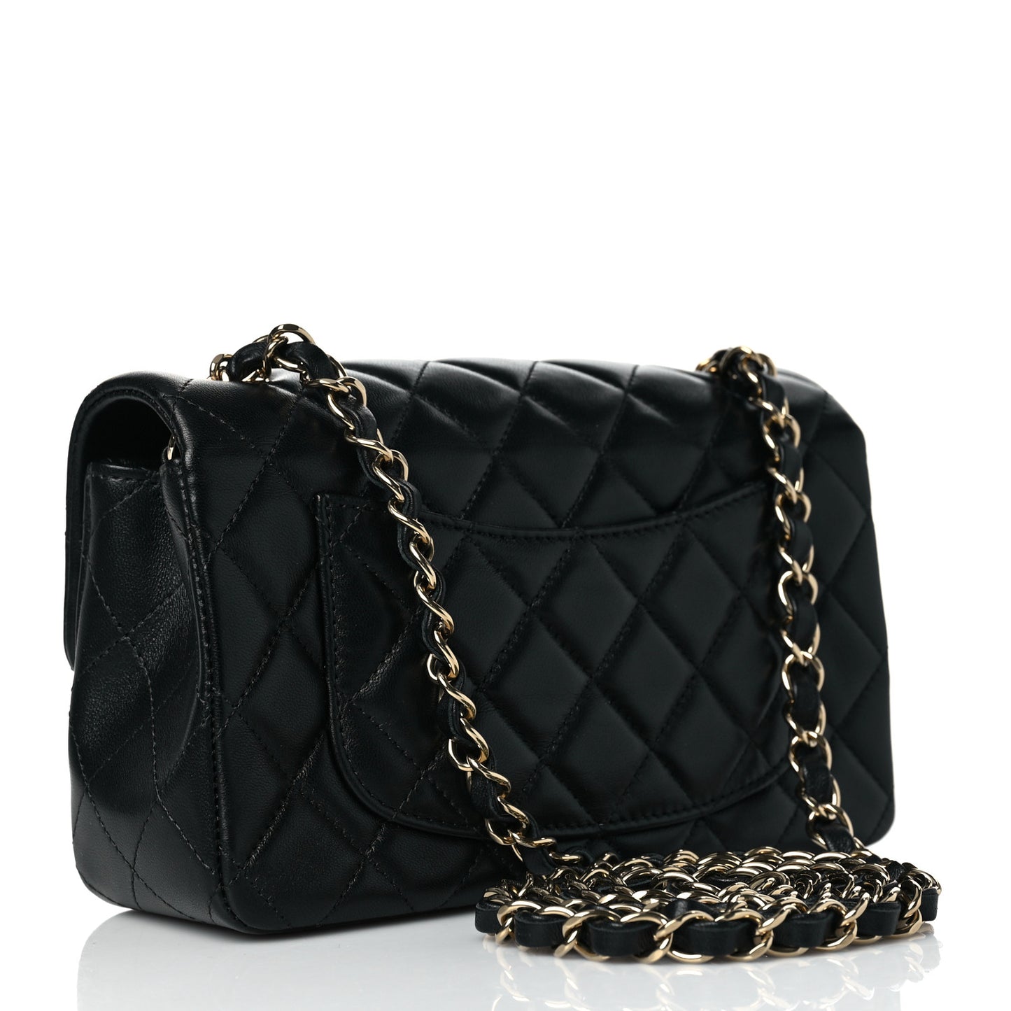 Lambskin Quilted Mini Rectangular Flap Black