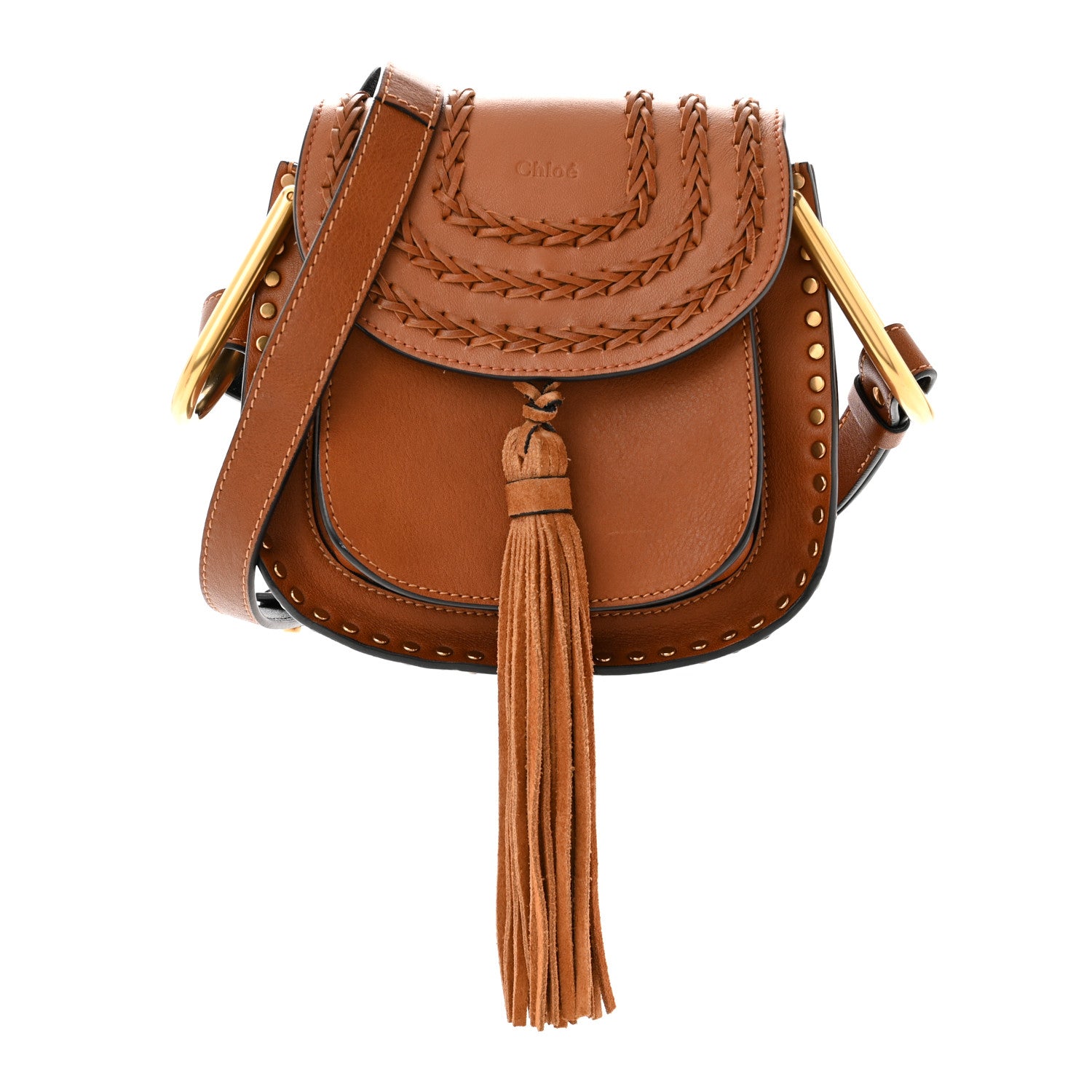 Chloe Calfskin Braided Mini Hudson Shoulder Bag Caramel 1 of 10
