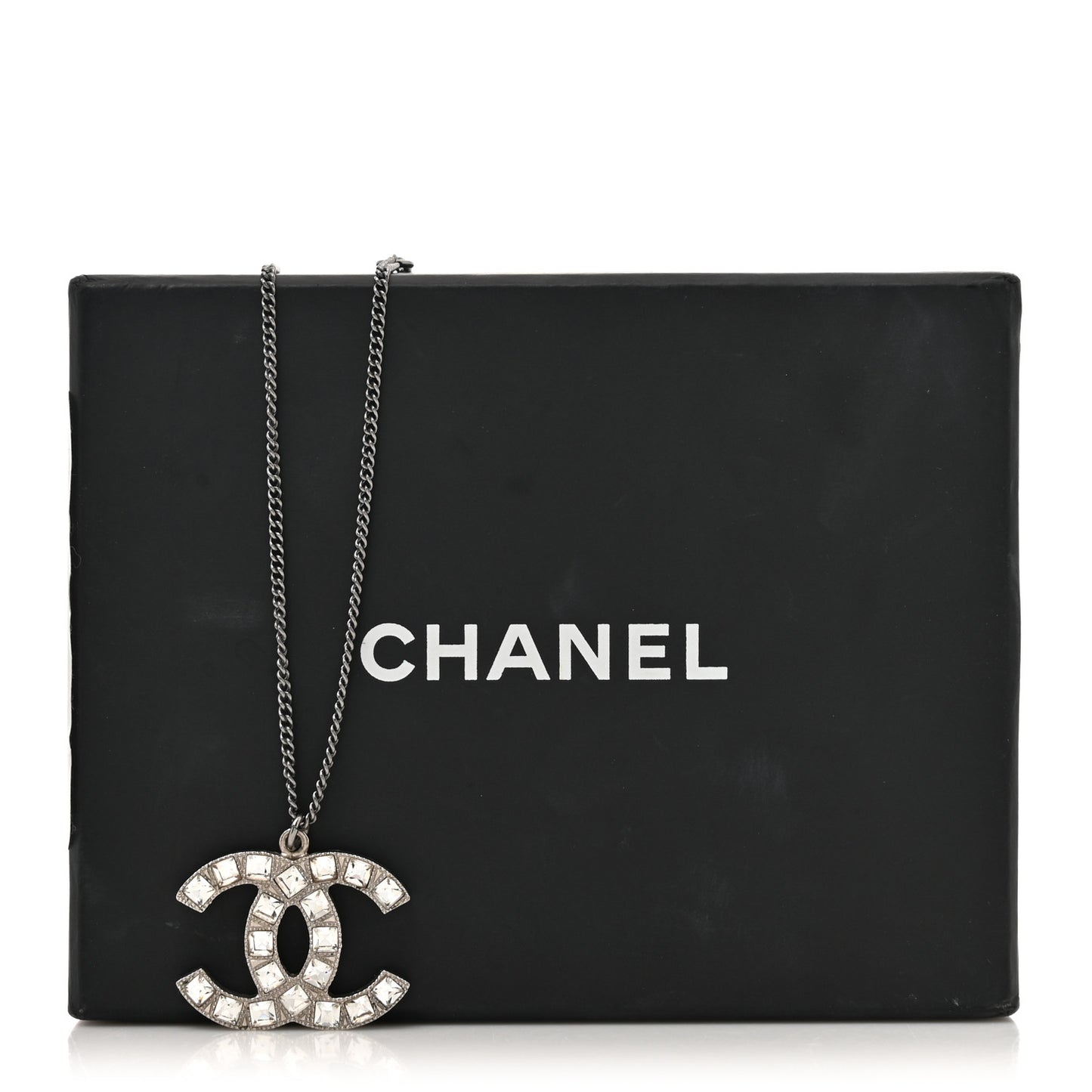Baguette Crystal CC Necklace Silver