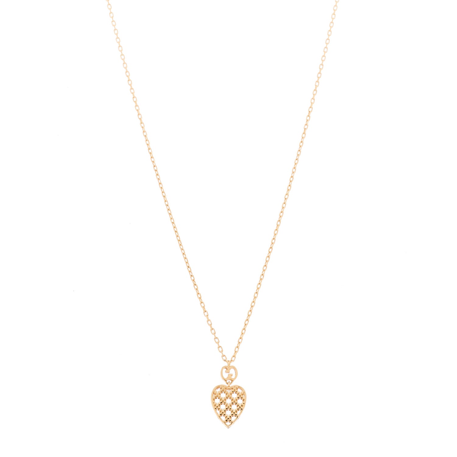 Gucci 18K Yellow Gold Diamantissima Heart Pendant Necklace 1 of 5