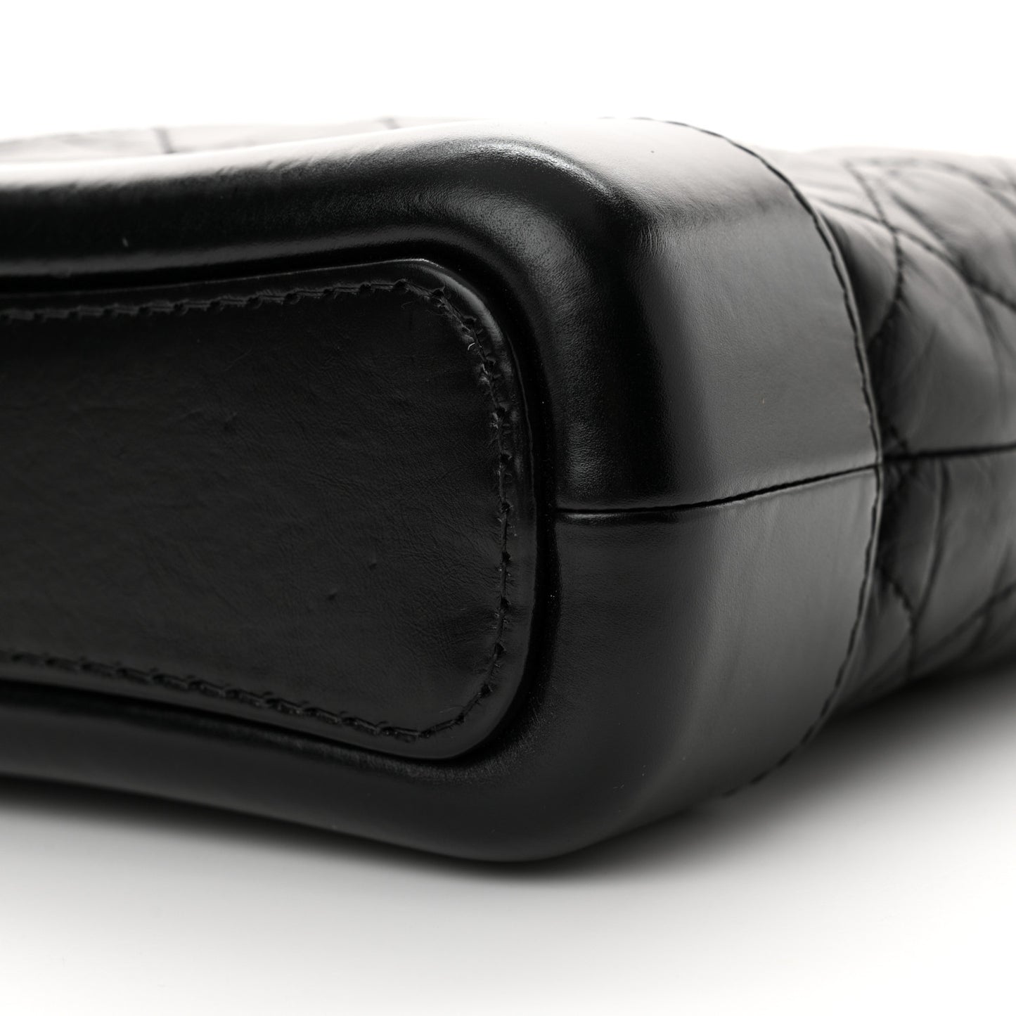 Aged Calfskin Quilted Small Gabrielle Hobo Black
