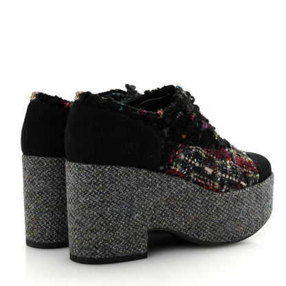 Chanel Tweed Lace Up Platform Oxford 39 Multicolor 5 of 8