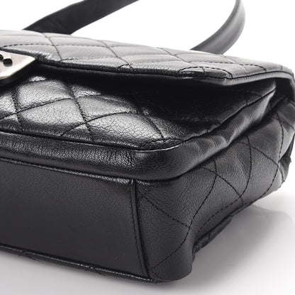 Chanel Shiny Goatskin Quilted Large Double Carry Waist Chain Flap Black 10 of 10