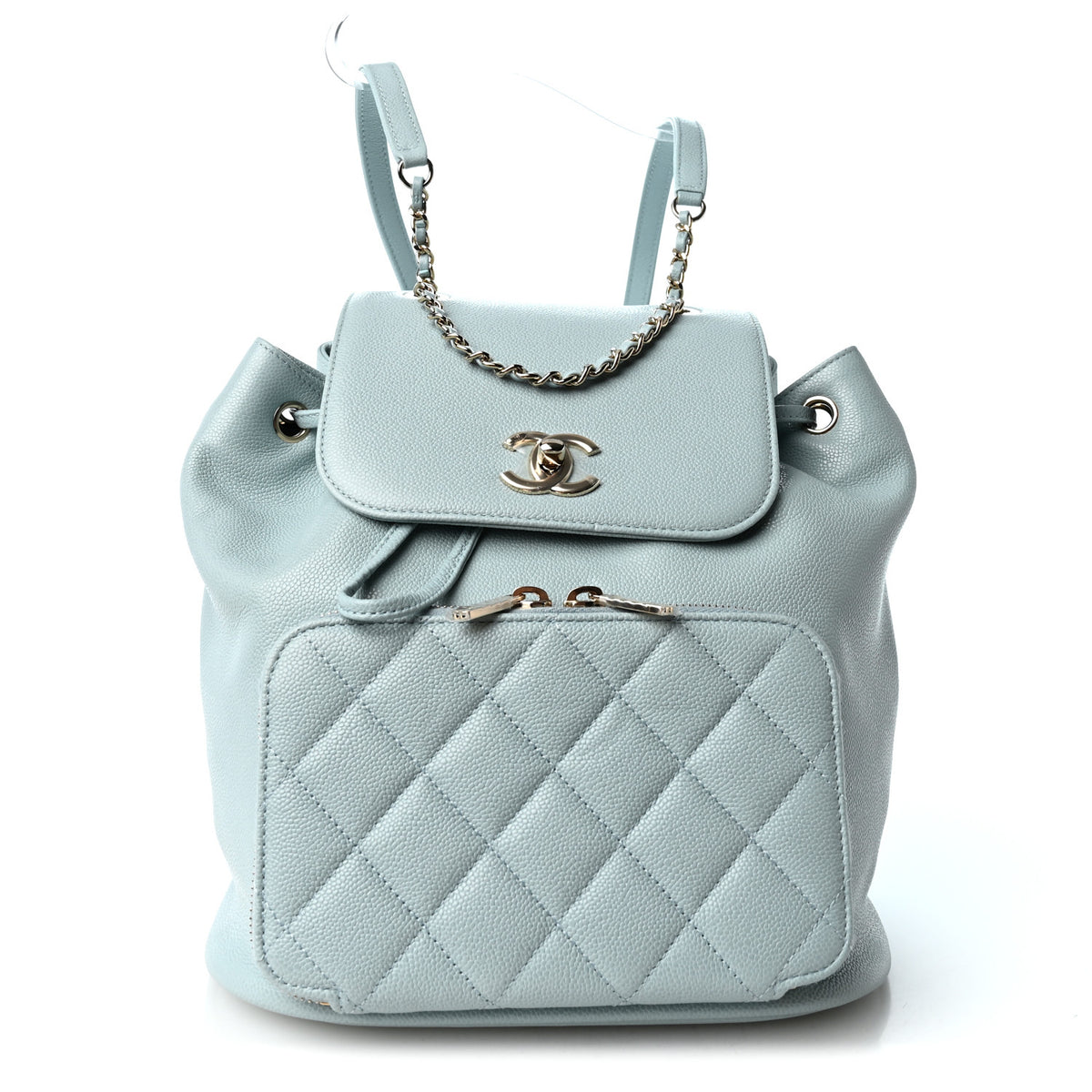 Caviar Quilted Business Affinity Backpack Light Blue