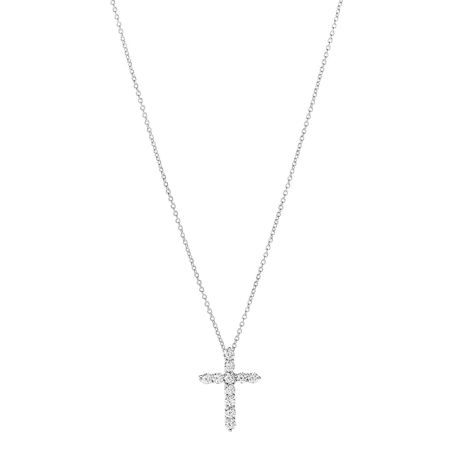 Tiffany Platinum Diamond Small Cross Pendant Necklace 1 of 6