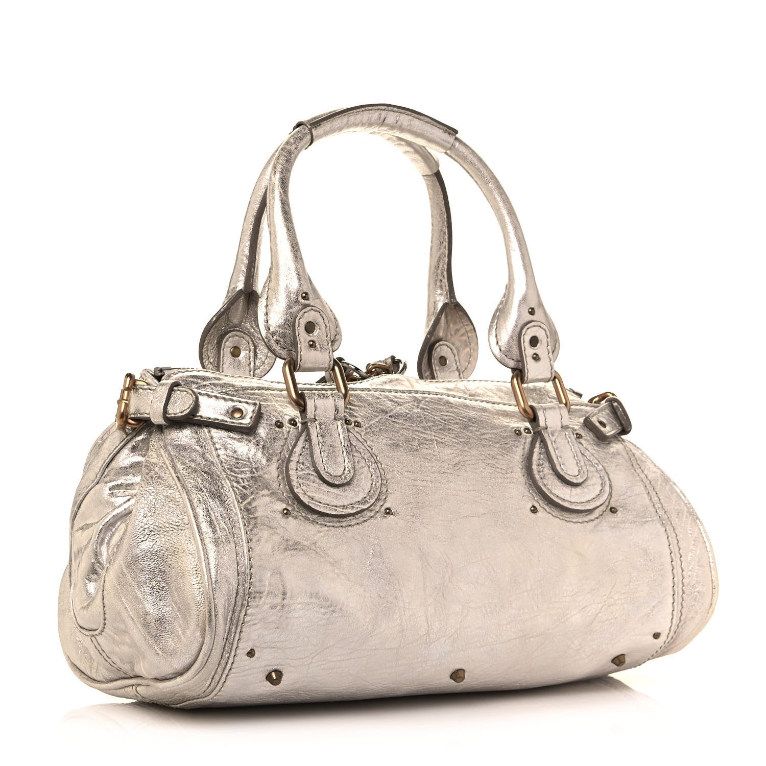 Chloe Metallic Calfskin Medium Paddington Satchel Silver 3 of 13