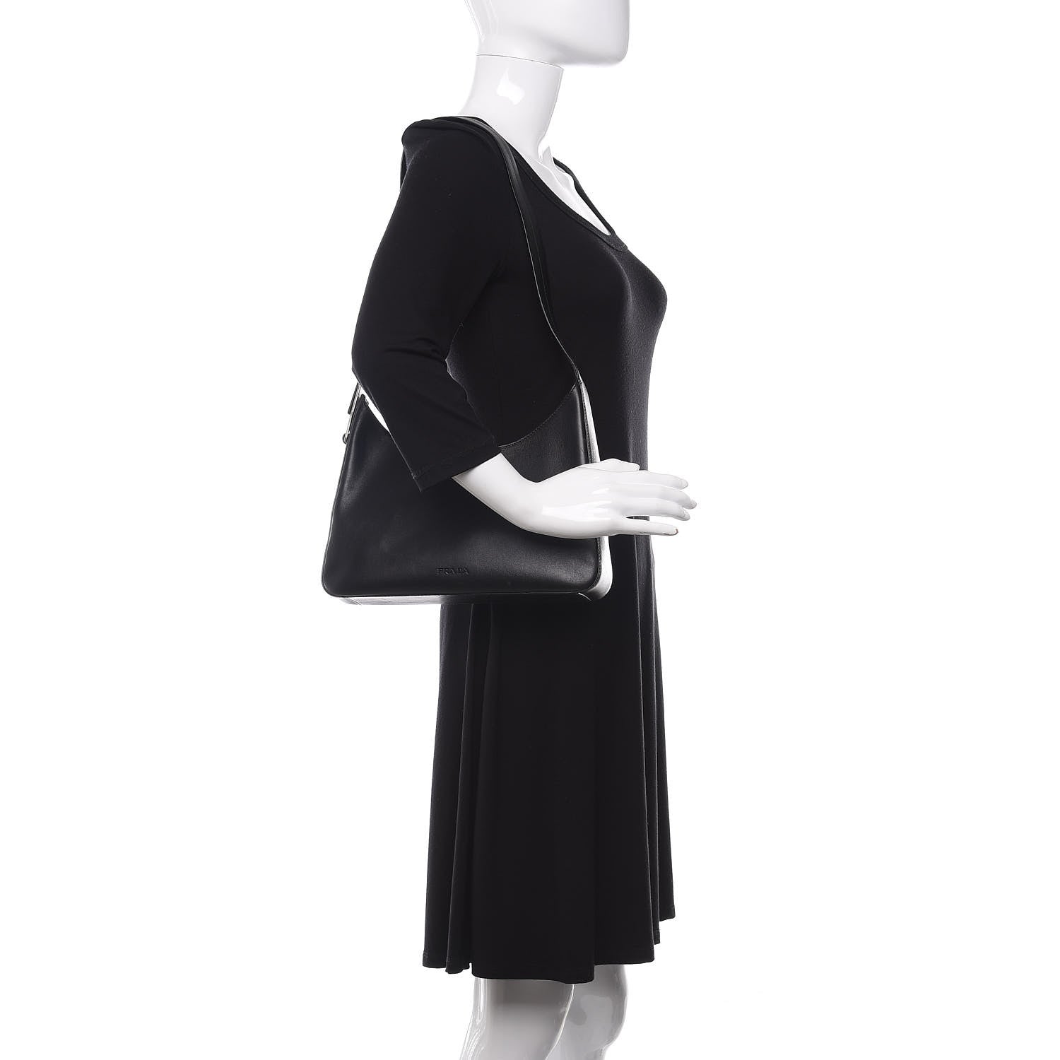 Prada Calfskin Shoulder Bag Black 2 of 9