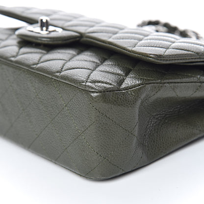 Chanel Caviar Quilted Medium Double Flap Dark Green 11 of 12