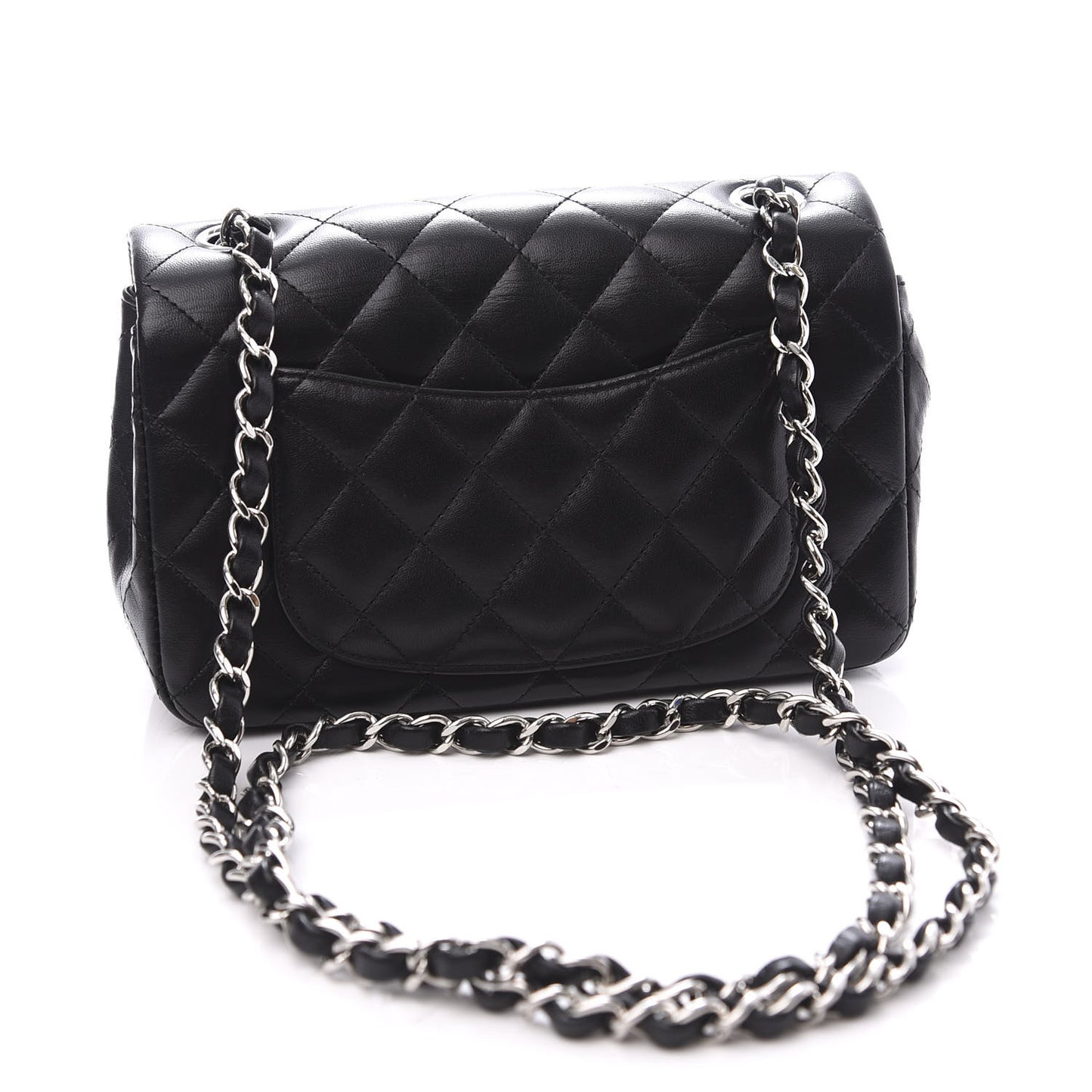 Lambskin Quilted Mini Rectangular Flap Black