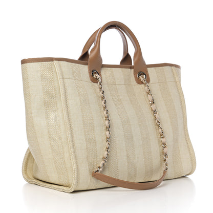 Chanel Mixed Fibers Striped Medium Deauville Tote Beige 2 of 10