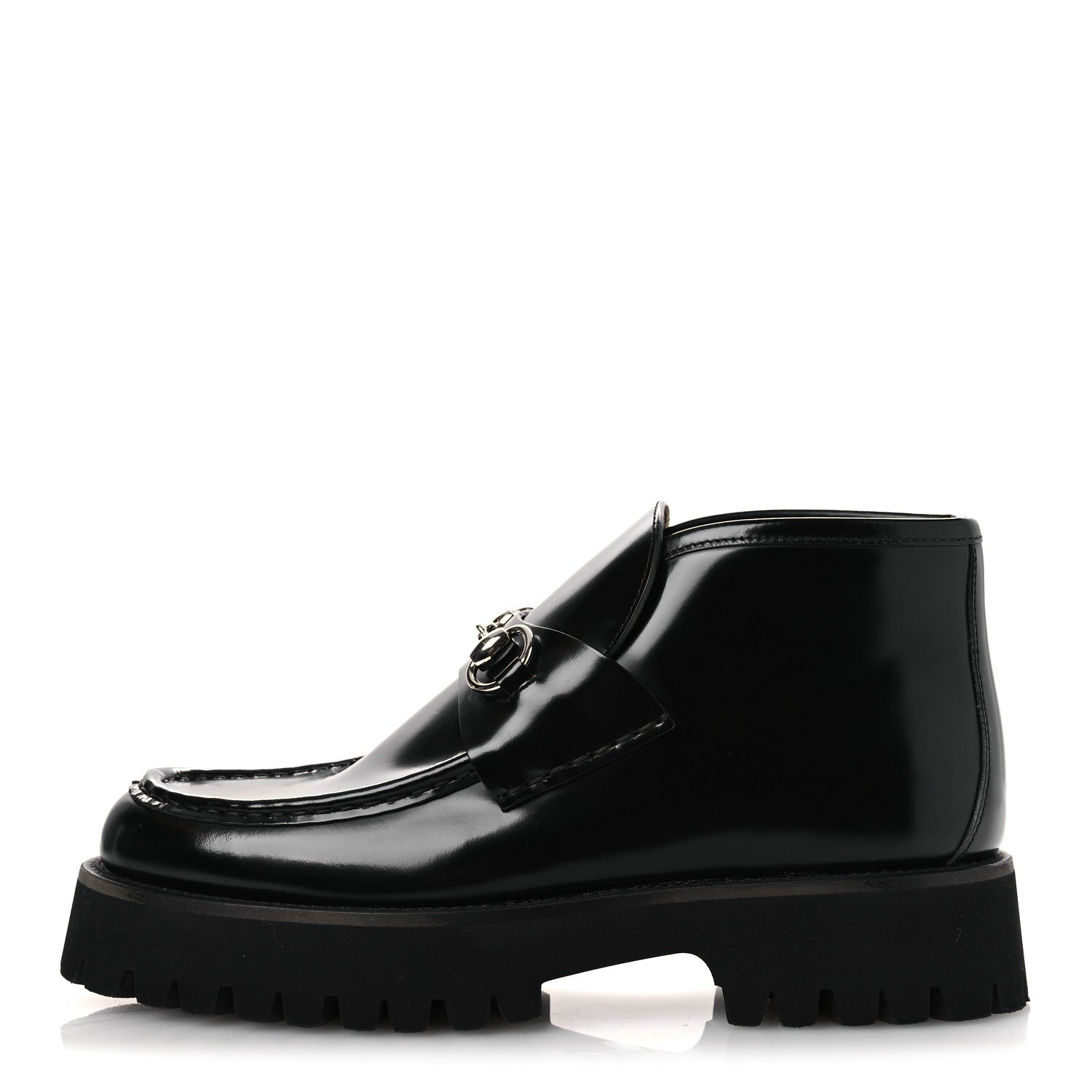 Gucci Cordovan Lux Womens Horsebit Platform Ankle Boots 39 Black 1 of 11