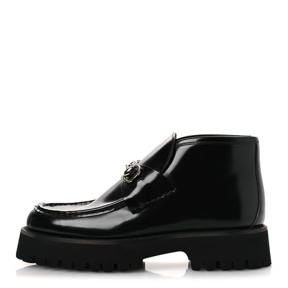 Gucci Cordovan Lux Womens Horsebit Platform Ankle Boots 39 Black 1 of 11