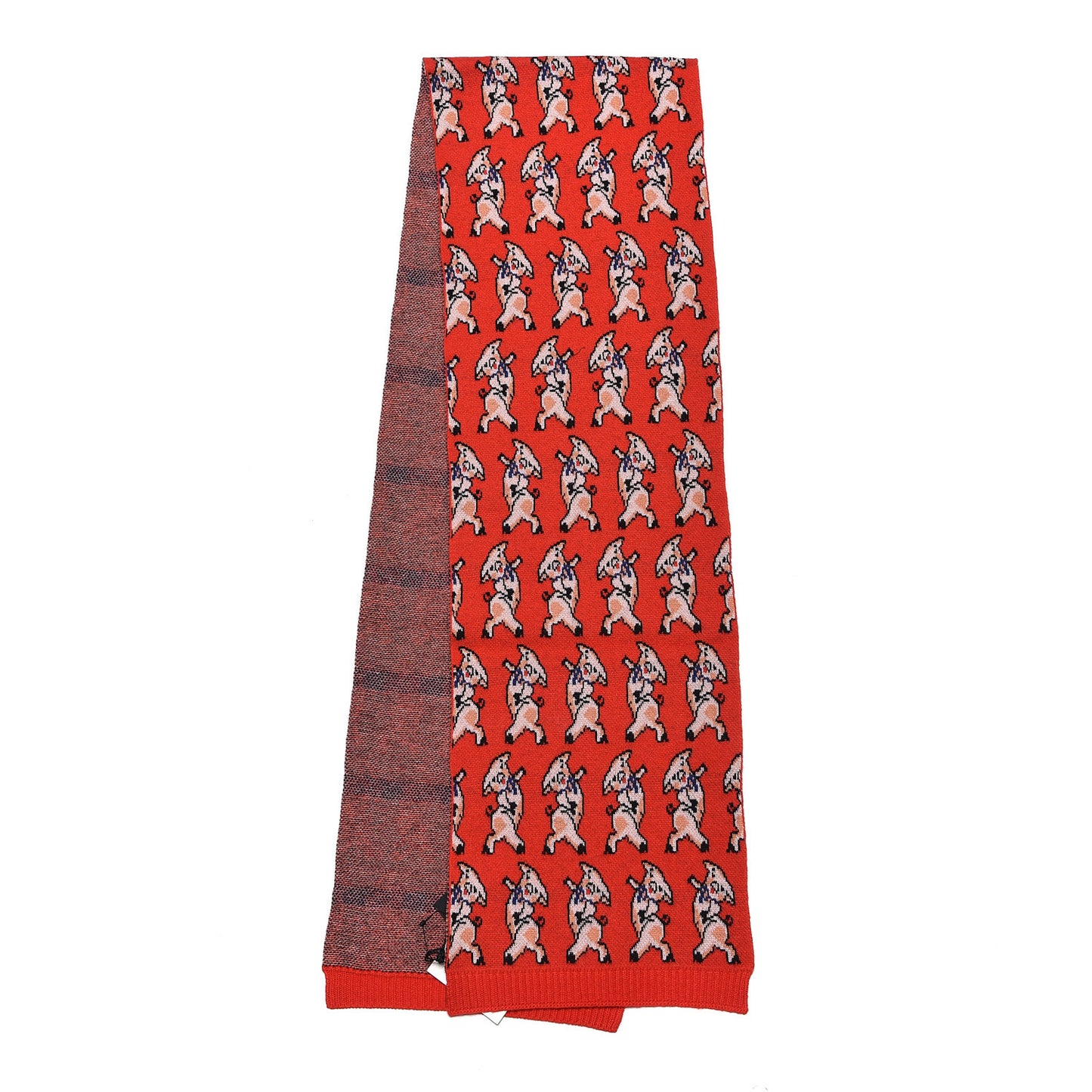 Wool Happy Pig Scarf Flame Pink