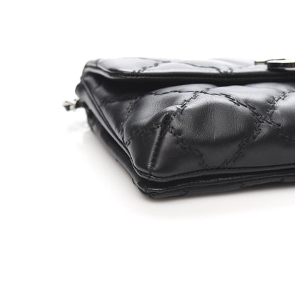 Chanel Calfskin Quilted Double Stitch Hamptons Clutch with Chain Black 8 of 10
