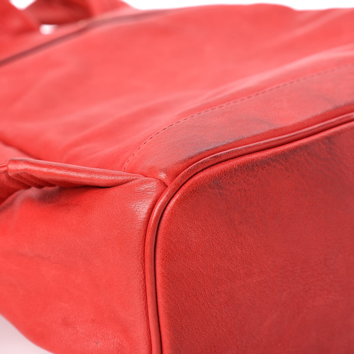 MCM Lambskin Fox Fur Small Stark Insignia Backpack Red 10 of 18