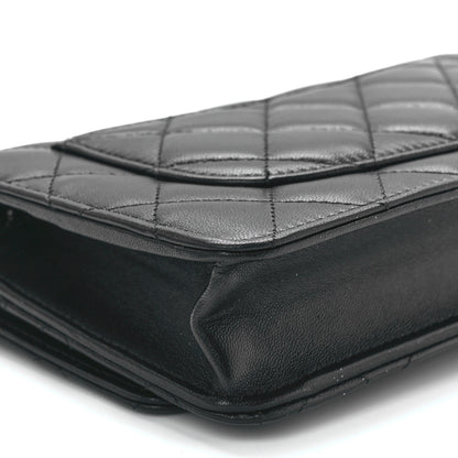 Chanel Lambskin Quilted Wallet On Chain WOC Black 11 of 13