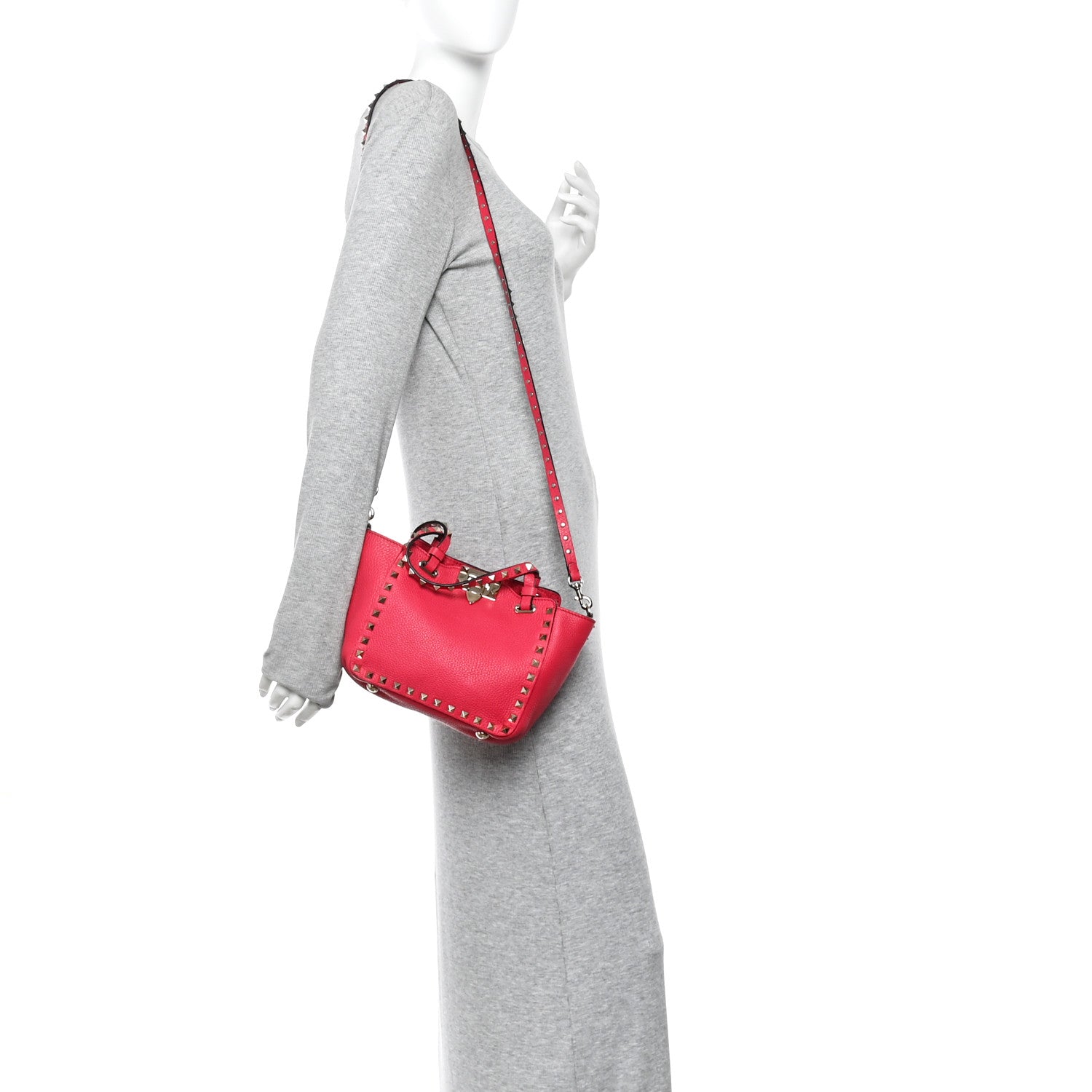 Valentino Garavani Pebbled Calfskin Mini Rockstud Tote  Cyclamin 2 of 10