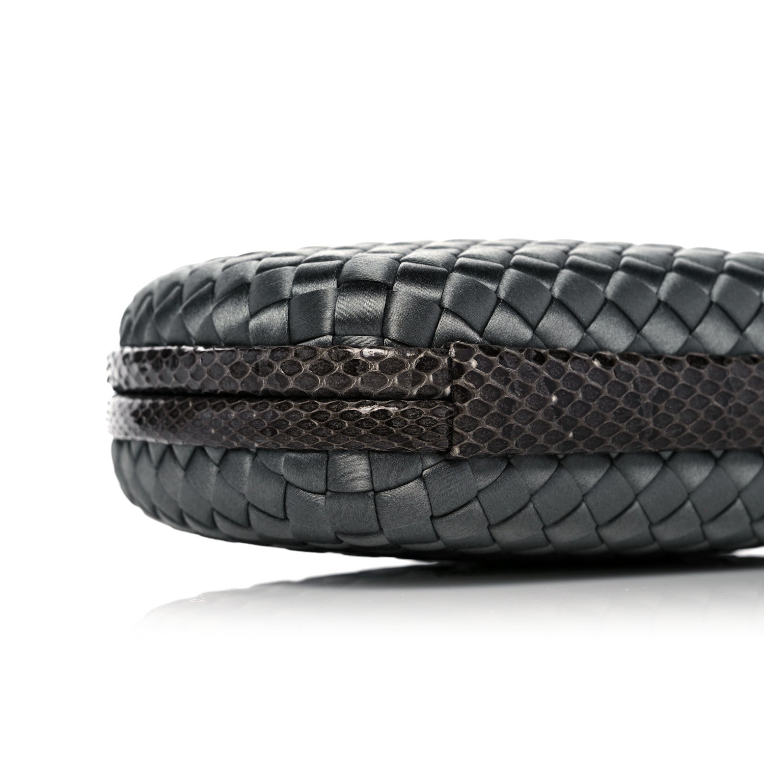 Bottega Veneta Satin Intreccio Impero Ayers Knot Clutch Grey 7 of 9