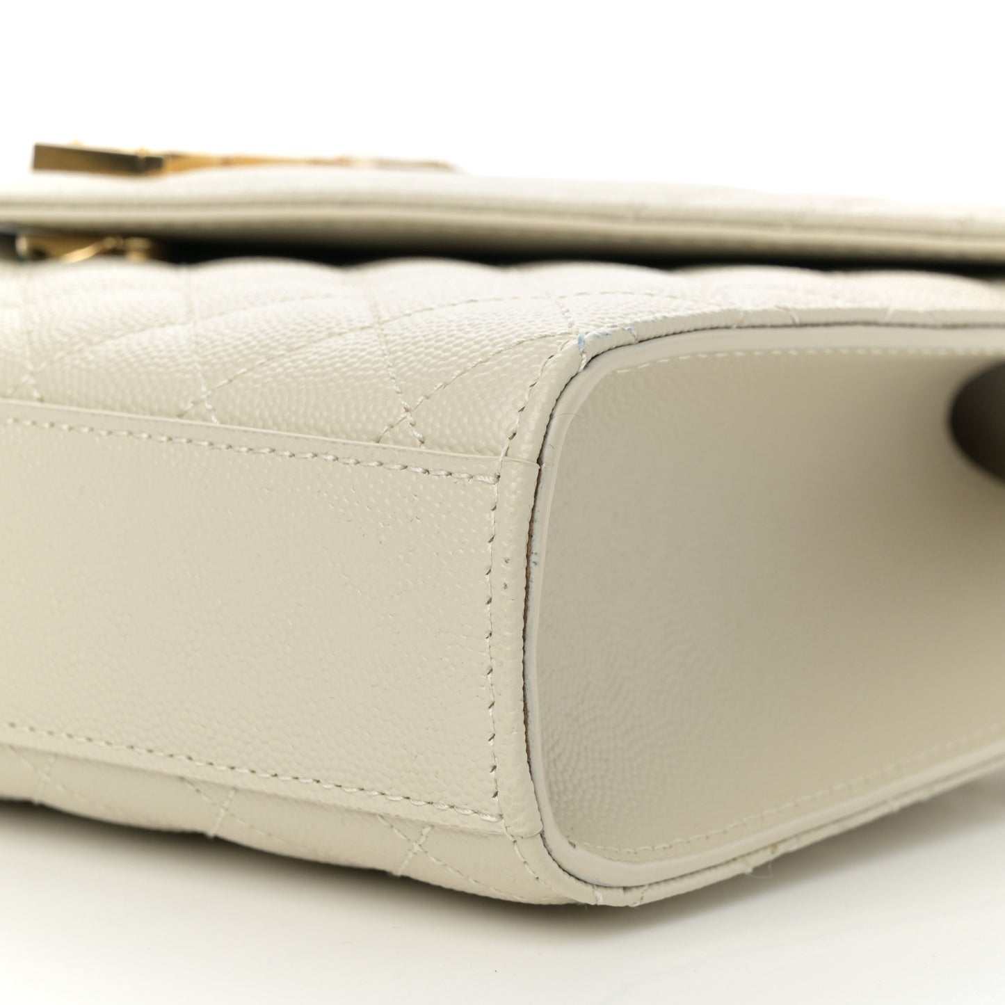 Grain De Poudre Textured Mixed Matelasse Medium Triquilt Monogram Satchel Blanc Vintage
