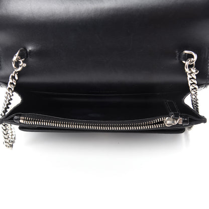 Saint Laurent Calfskin Crocodile Embossed Monogram Sunset Top Handle Chain Wallet Black 5 of 12