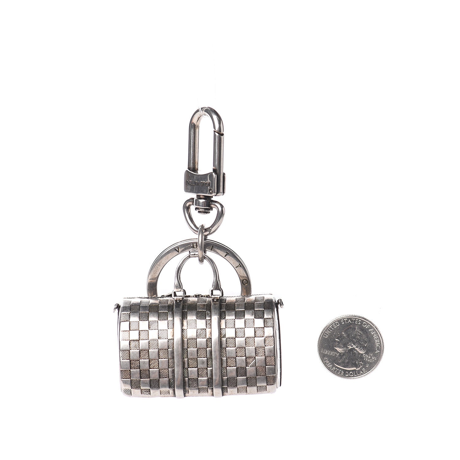 Louis Vuitton Brushed Palladium The Keepall Key Holder Bag Charm 2 of 5