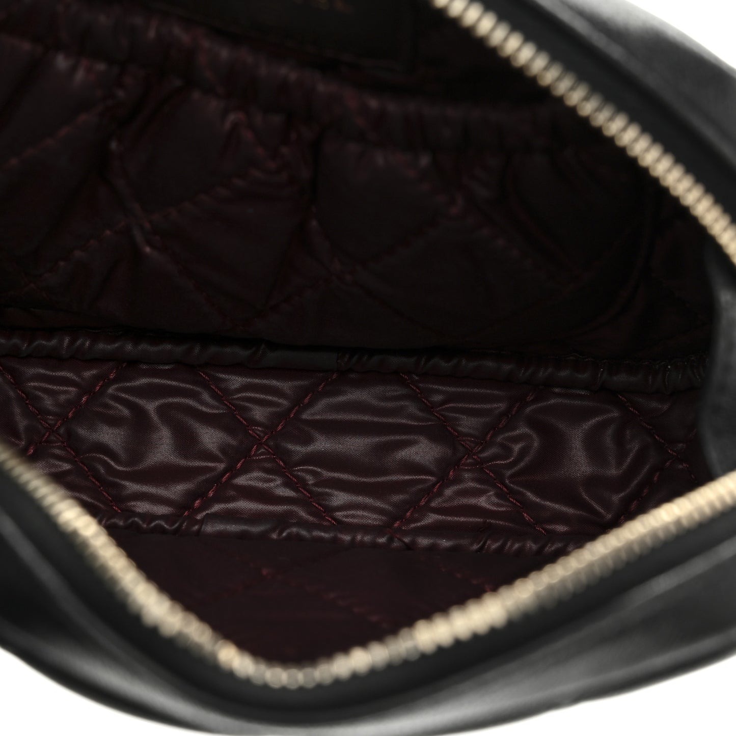 Lambskin Quilted Small Curvy Pouch Cosmetic Case Black