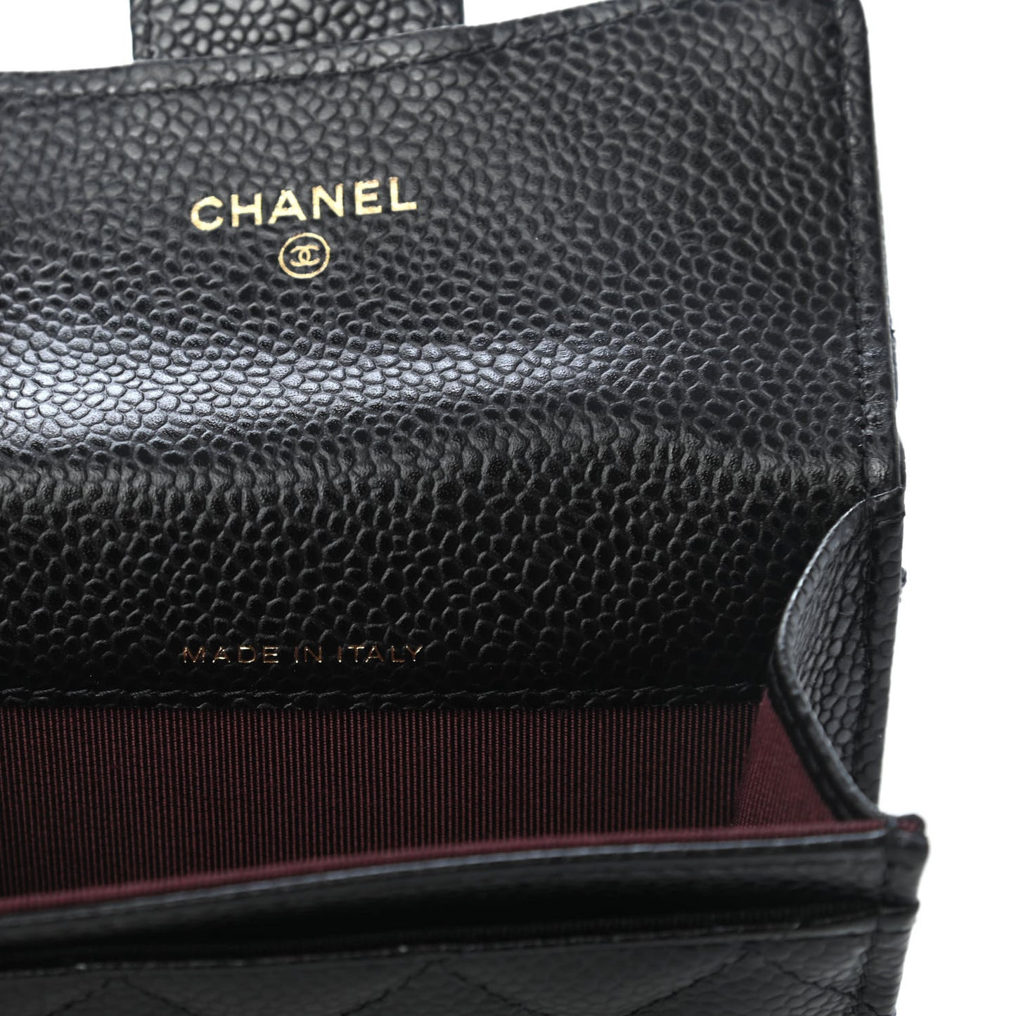 Caviar Quilted Flap Card Holder Wallet Black