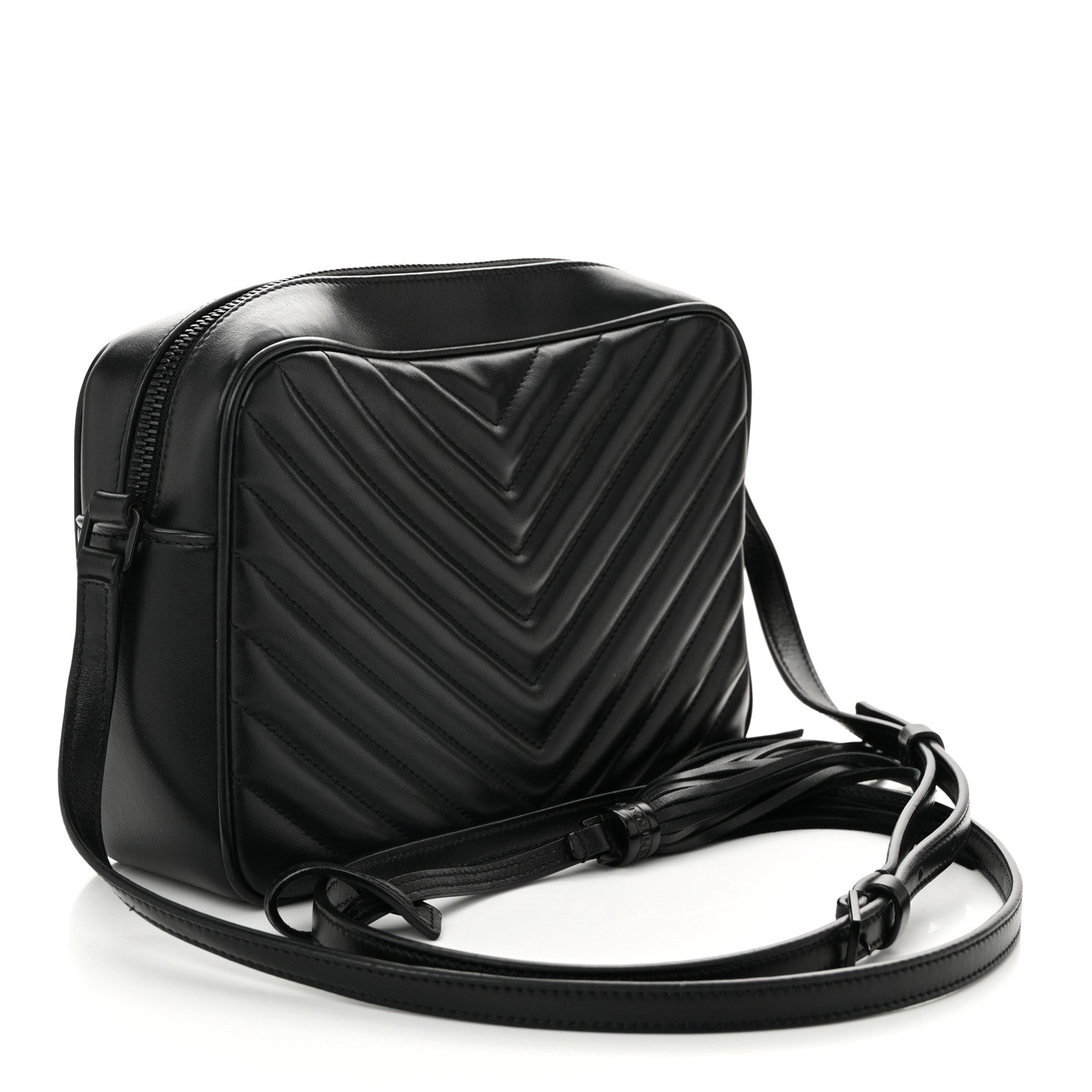 Saint Laurent Calfskin Matelasse Monogram Monochrome Lou Camera Bag Black 3 of 13