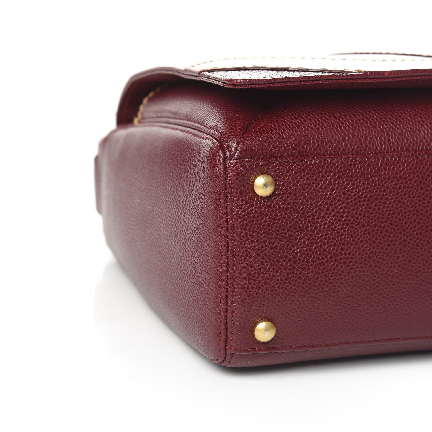 Chanel Caviar CC Stitched Medium Flap Shoulder Bag Burgundy 8 of 15