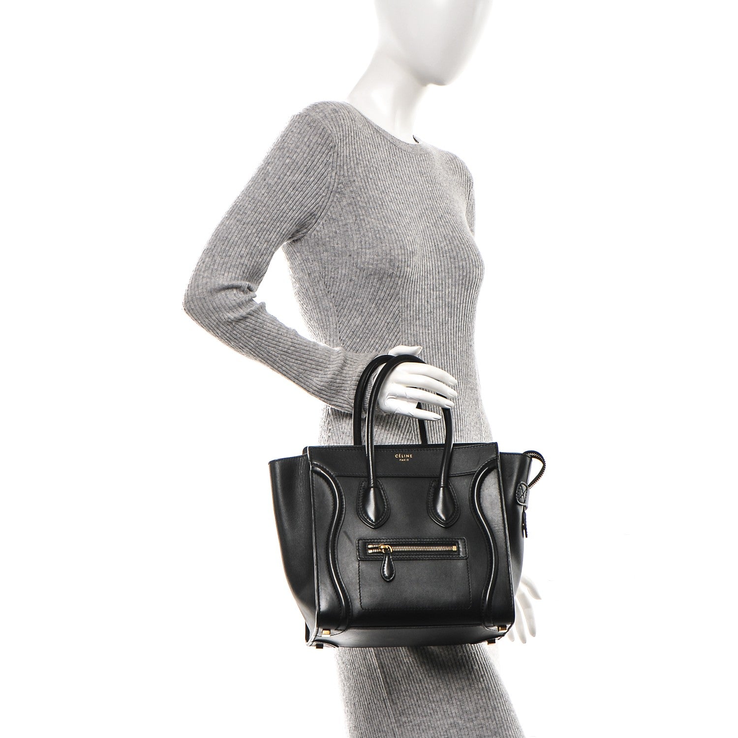 Celine Smooth Calfskin Micro Luggage Black 2 of 7