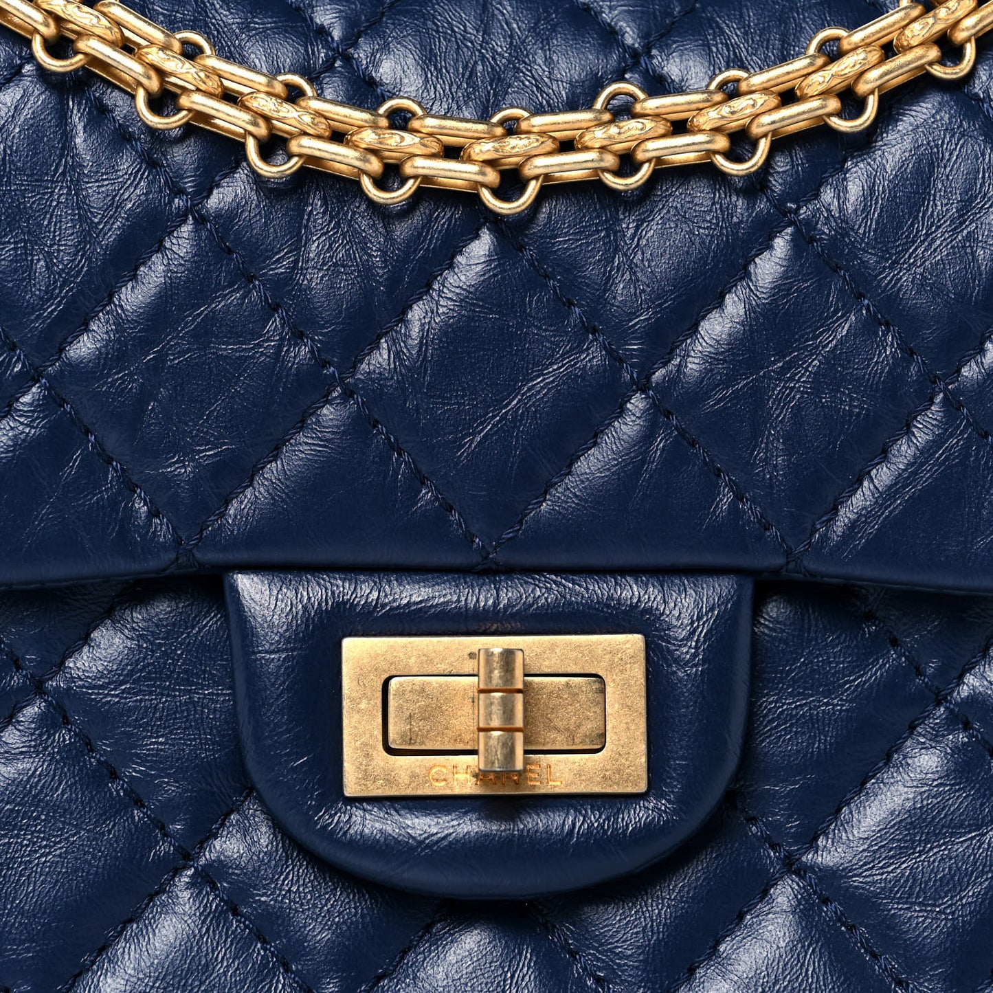 Aged Calfskin Quilted 2.55 Reissue Mini Flap Navy