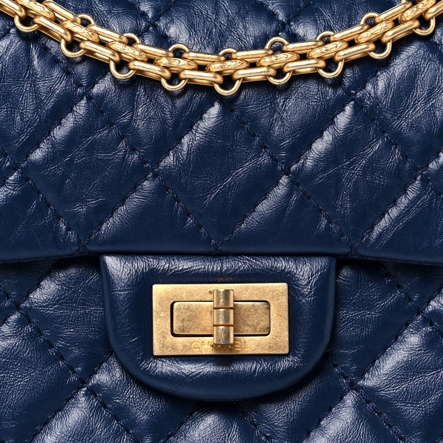 Chanel Aged Calfskin Quilted 2.55 Reissue Mini Flap Navy 7 of 12