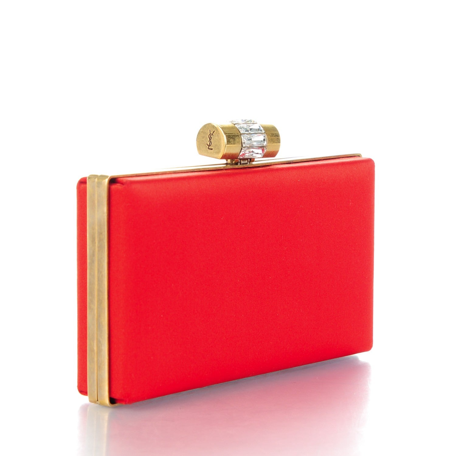 Saint Laurent Satin Y Mail Clutch Red 3 of 6