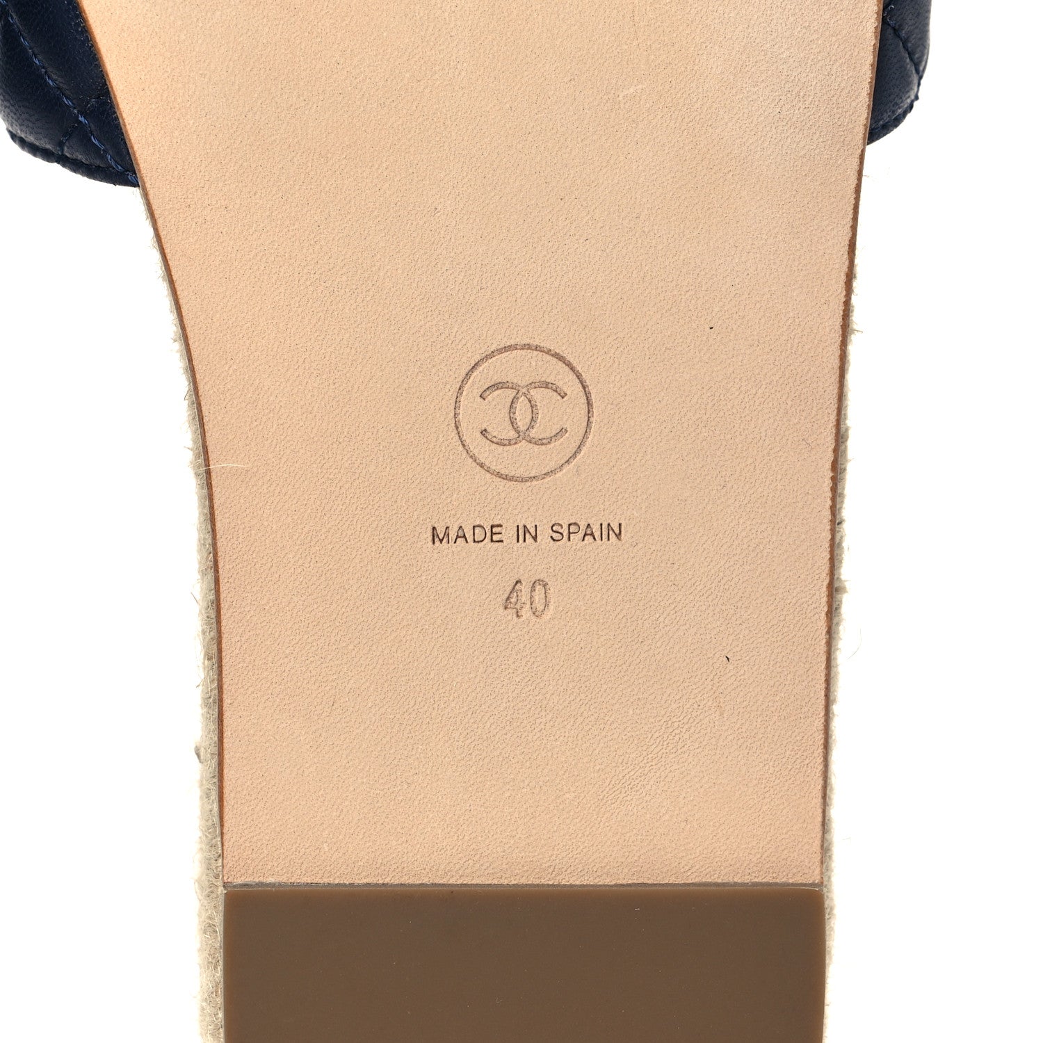 Chanel Lambskin Quilted CC Espadrille Slip On Sandals 40 Navy 6 of 10