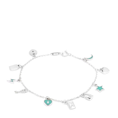 Tiffany Sterling Silver Enamel Love Notes Charm Bracelet Blue 1 of 6