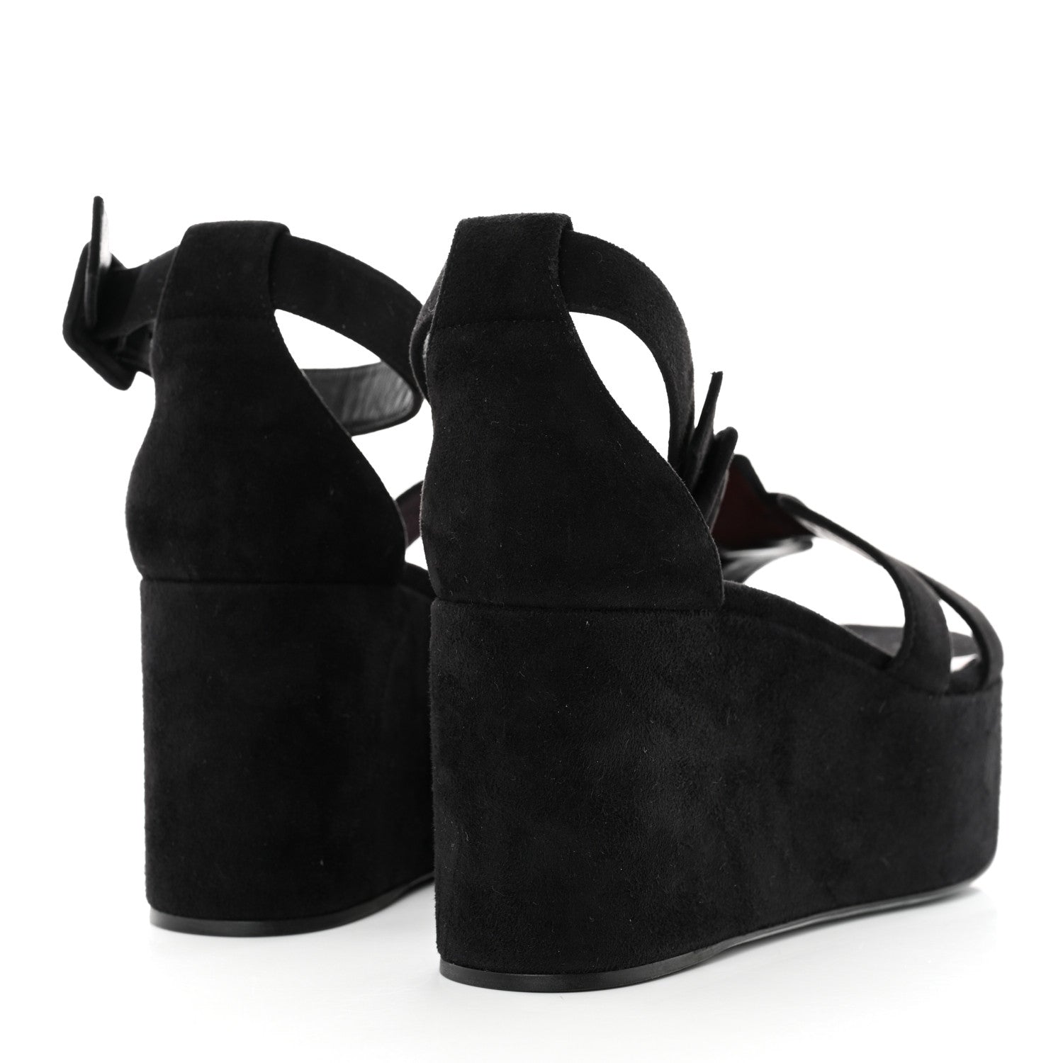 Hermes Suede Wedge Sandals 37 Black 4 of 7