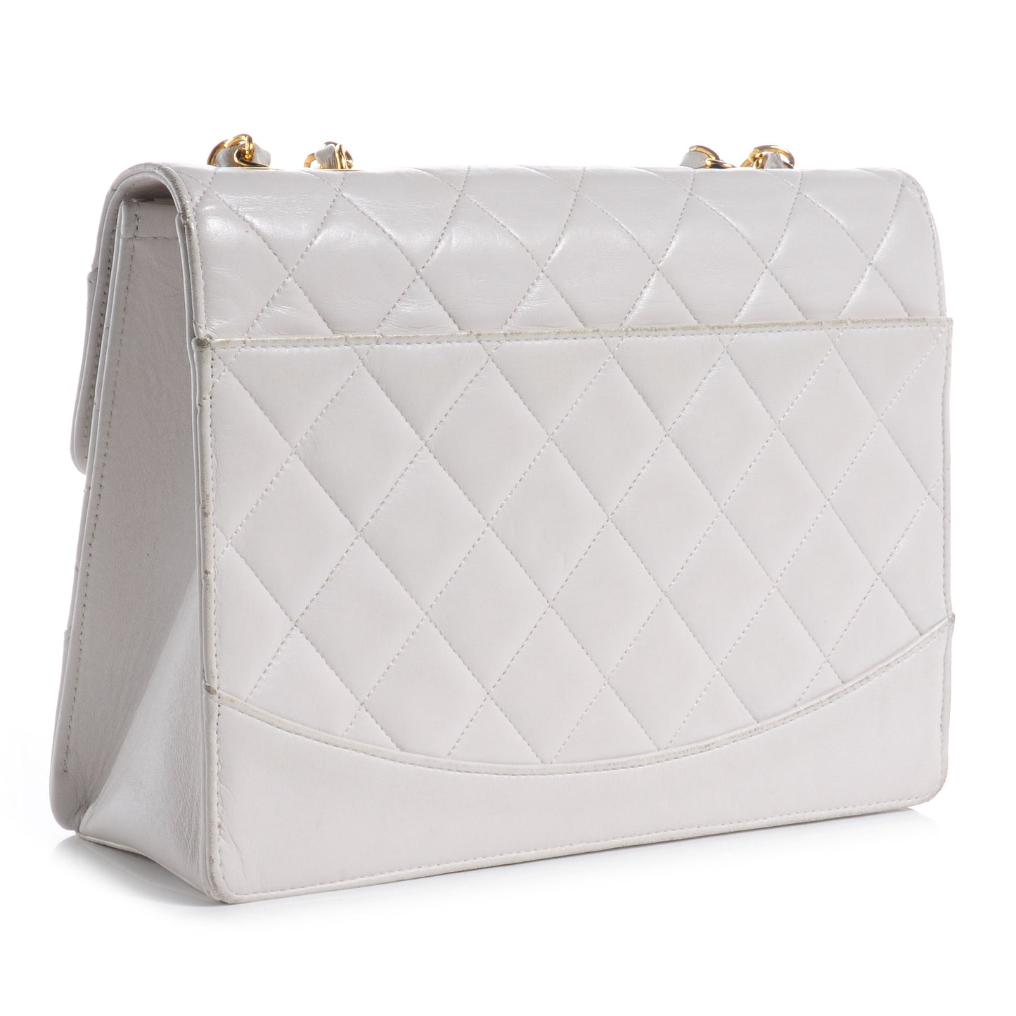 Lambskin Medium Single Flap White