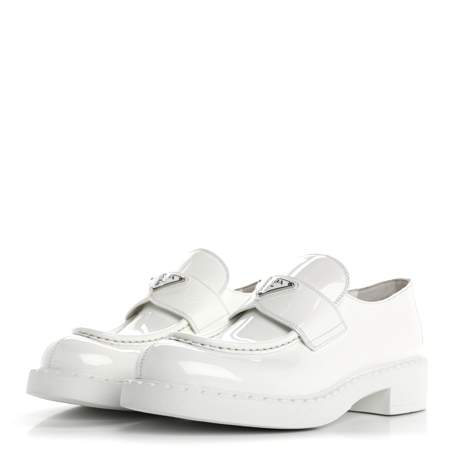 Vernice Triangle 50mm Loafers 39.5 White